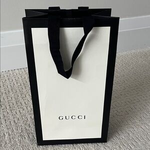 Gucci Shopping Bag with Tie Top Black and White Luxury Designer Minimalist Gift